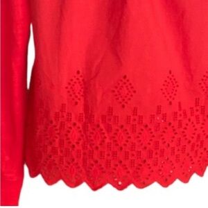 J.Crew NWT Women’s French Terry Shirt with Eyelet Back Scarlet ,Red, Size XS